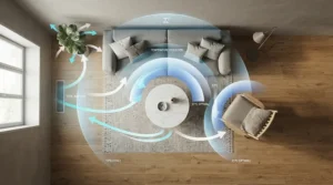 Diagrammatic visual showing heat dissipation features of a breathable mesh office chair for hot sleepers.